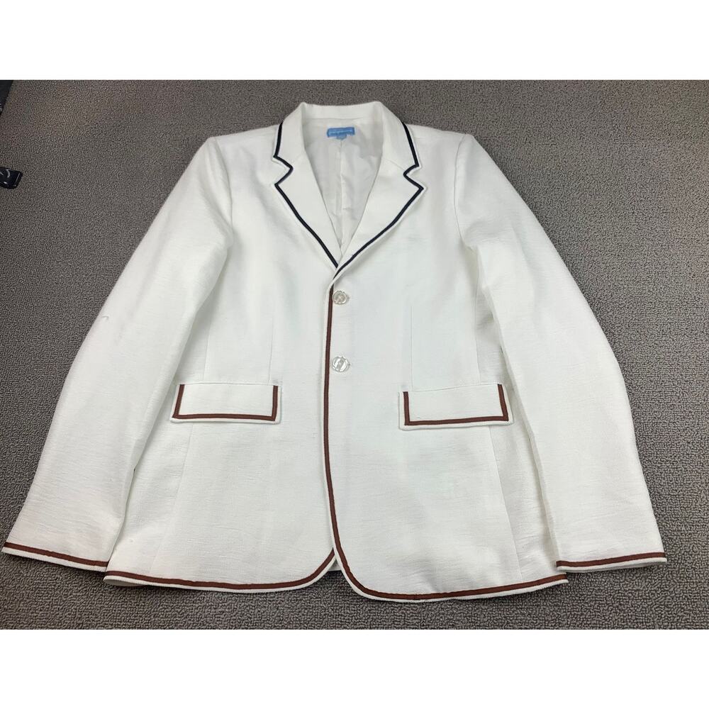 Pompomme Girls 14Y White Black Trim‎ Single Button Blazer